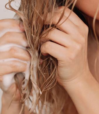 Woman washing hair